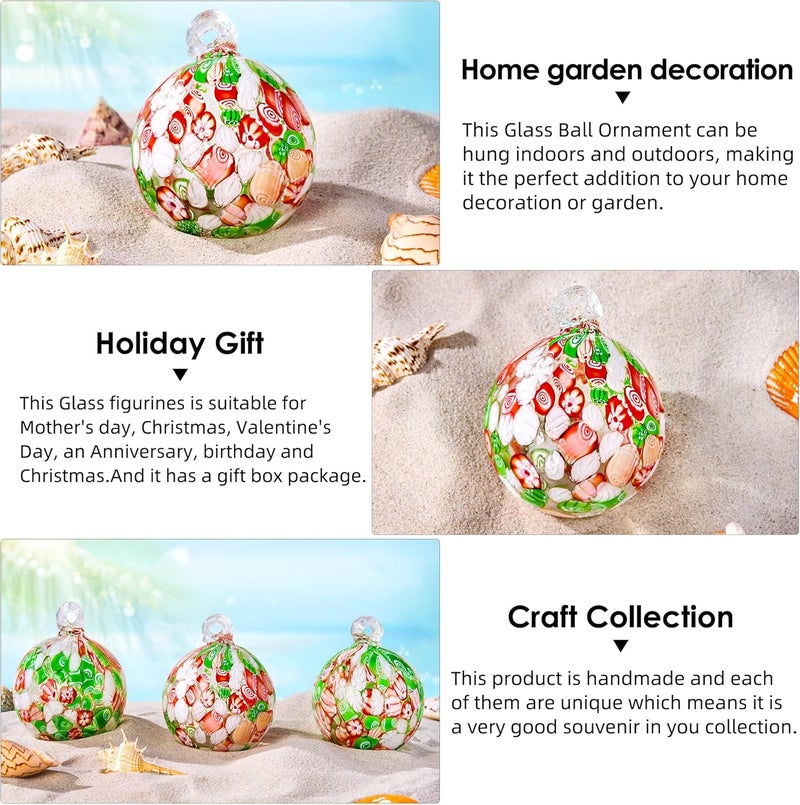 EUSTUMA Hand Blown Glass Witch Ball,Glass Ornament Hanging Garden Gazing Ball Indoor Outdoor Home Décor. (3) - Image 3